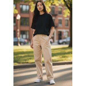 Jones New York Khaki Straight Leg Pants Women's Size 12 Stretch Cotton Blend